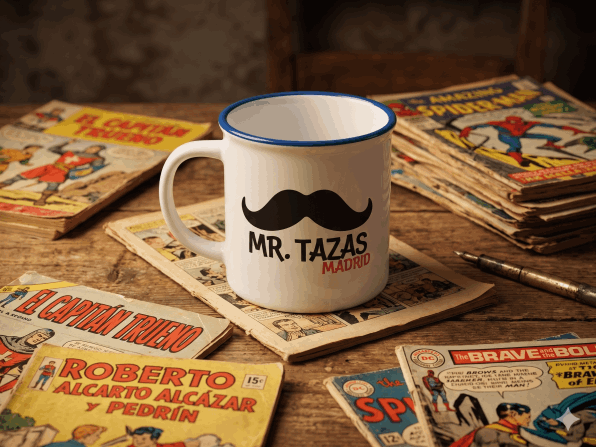 Producción artesanal de tazas estilo vintage en Madrid.