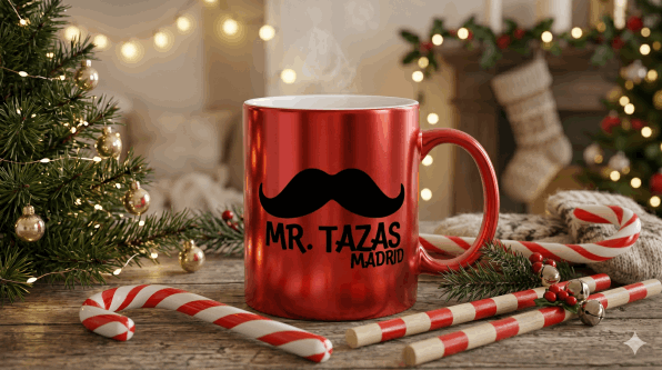 Regalo corporativo de lujo: Taza metálica personalizada en Madrid.