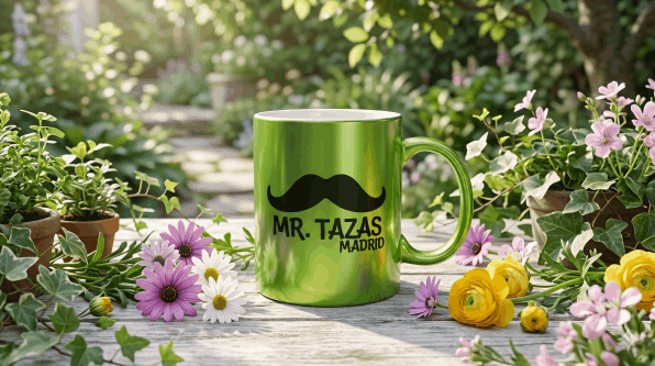 Taza de sublimación metálica de alta gama fabricada en Coslada.