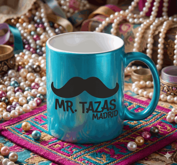 Taza acabado perlado sin poros con impresión de alta precisión.