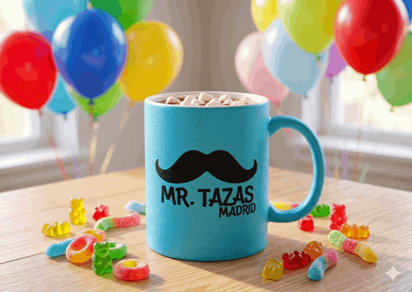 Taza acabado glitter plata de alta calidad sublimada.