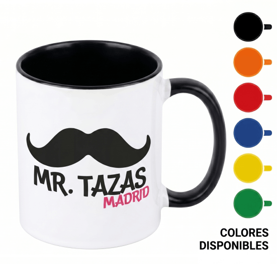 Tazas personalizadas con asa e interior de color de 350ml y gama cromática disponible